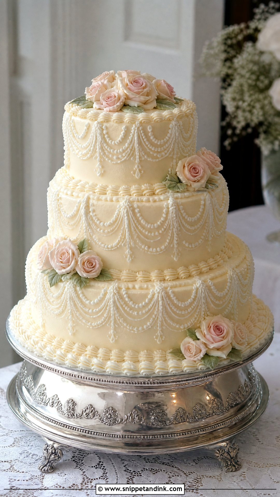 Vintage Lambeth Wedding Cake - Snippet and Ink - 20 Wedding Cake Inspiration