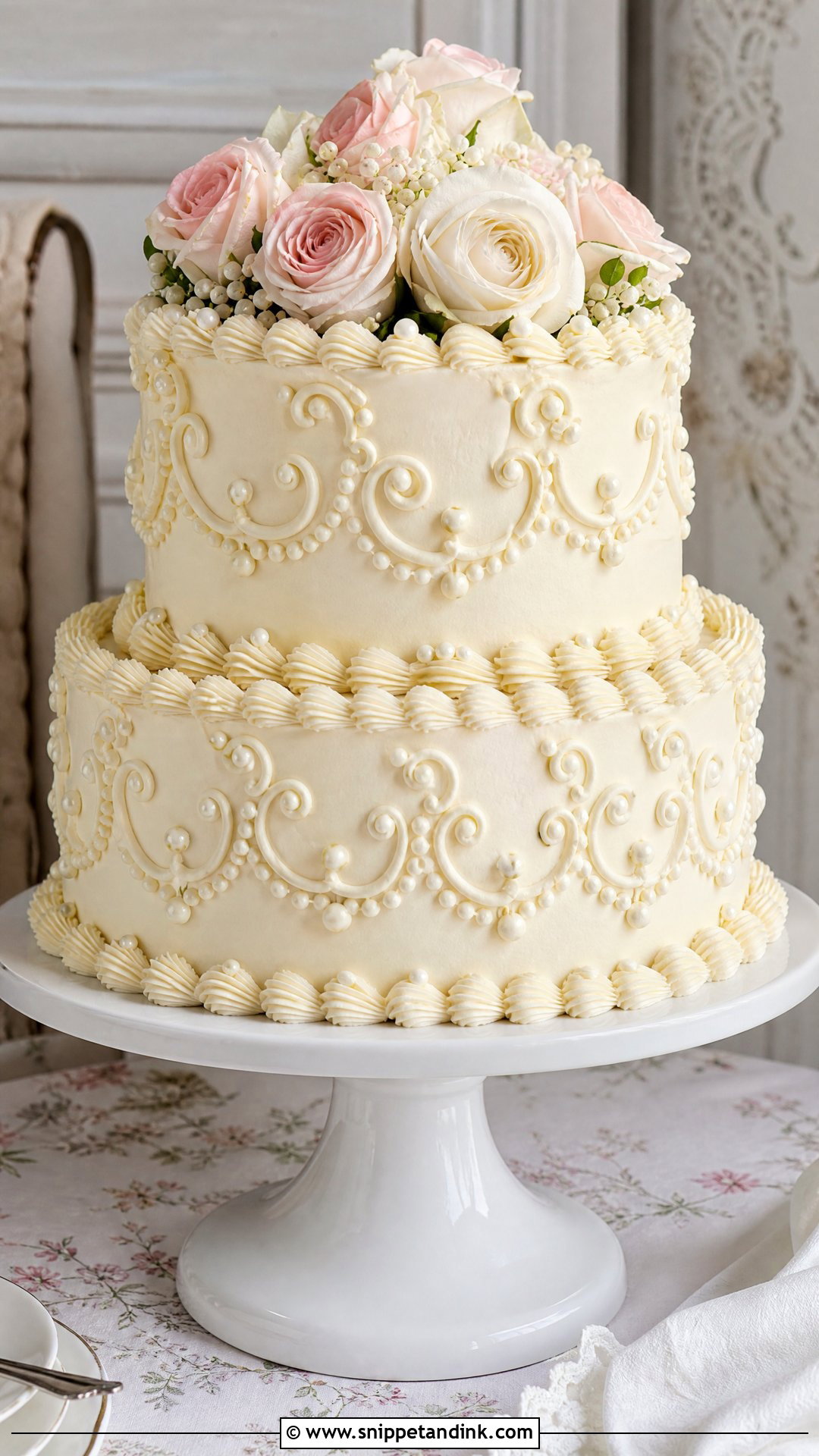 Vintage Lambeth Wedding Cake - Snippet and Ink - 30 Celebration Cakes for Wedding