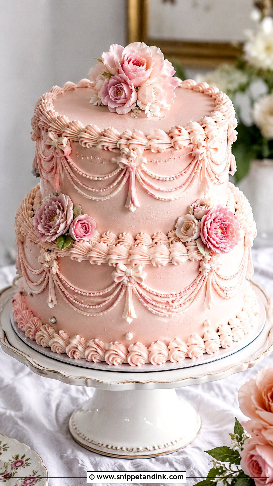 Vintage Lambeth Wedding Cake - Snippet and Ink - 20 Feminine Cake Ideas for Wedding
