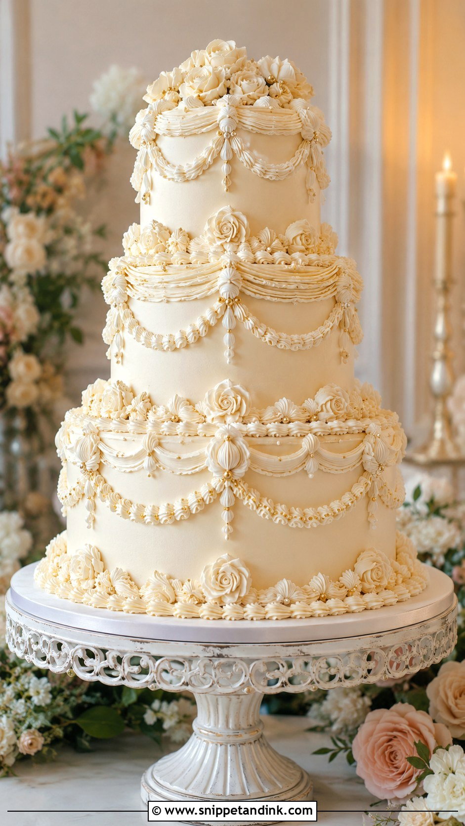 Vintage Lambeth Wedding Cake - Snippet and Ink - 20 Glitz and Glam Cake Ideas for Wedding