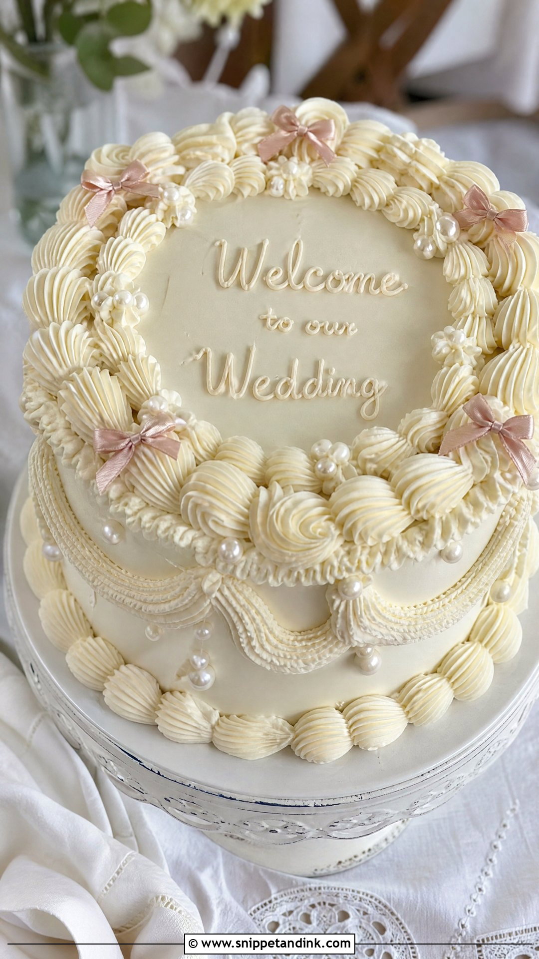 Vintage Lambeth Welcome Wedding Cake - Snippet and Ink - 30 Welcome Cake Ideas for Wedding