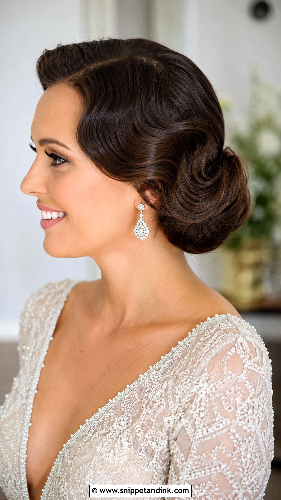 Vintage Low Bun Updo - Snippet and Ink - 25 Loose Low Bun Wedding Hair Ideas