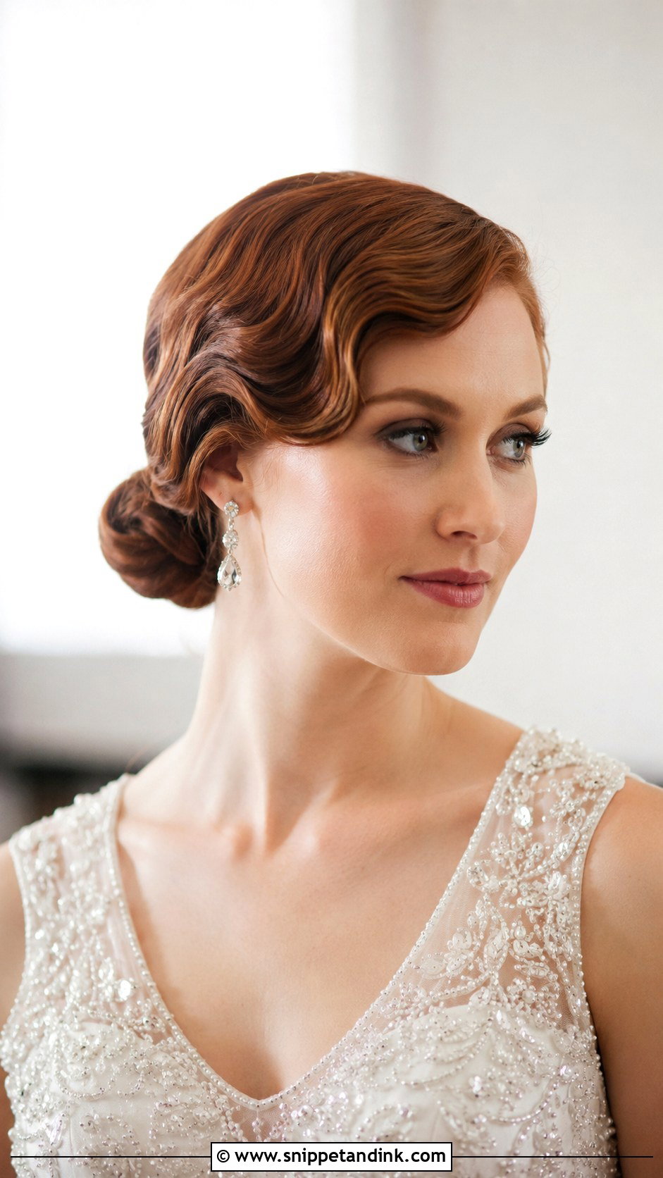 Vintage Low Bun With Side Waves - Snippet and Ink - 25 Old Hollywood Wedding Hair Ideas