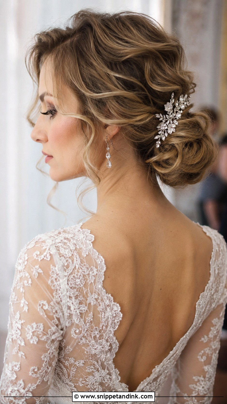 Vintage Low Messy Bun - Snippet and Ink - 30 Low Messy Bun Wedding Hair Ideas