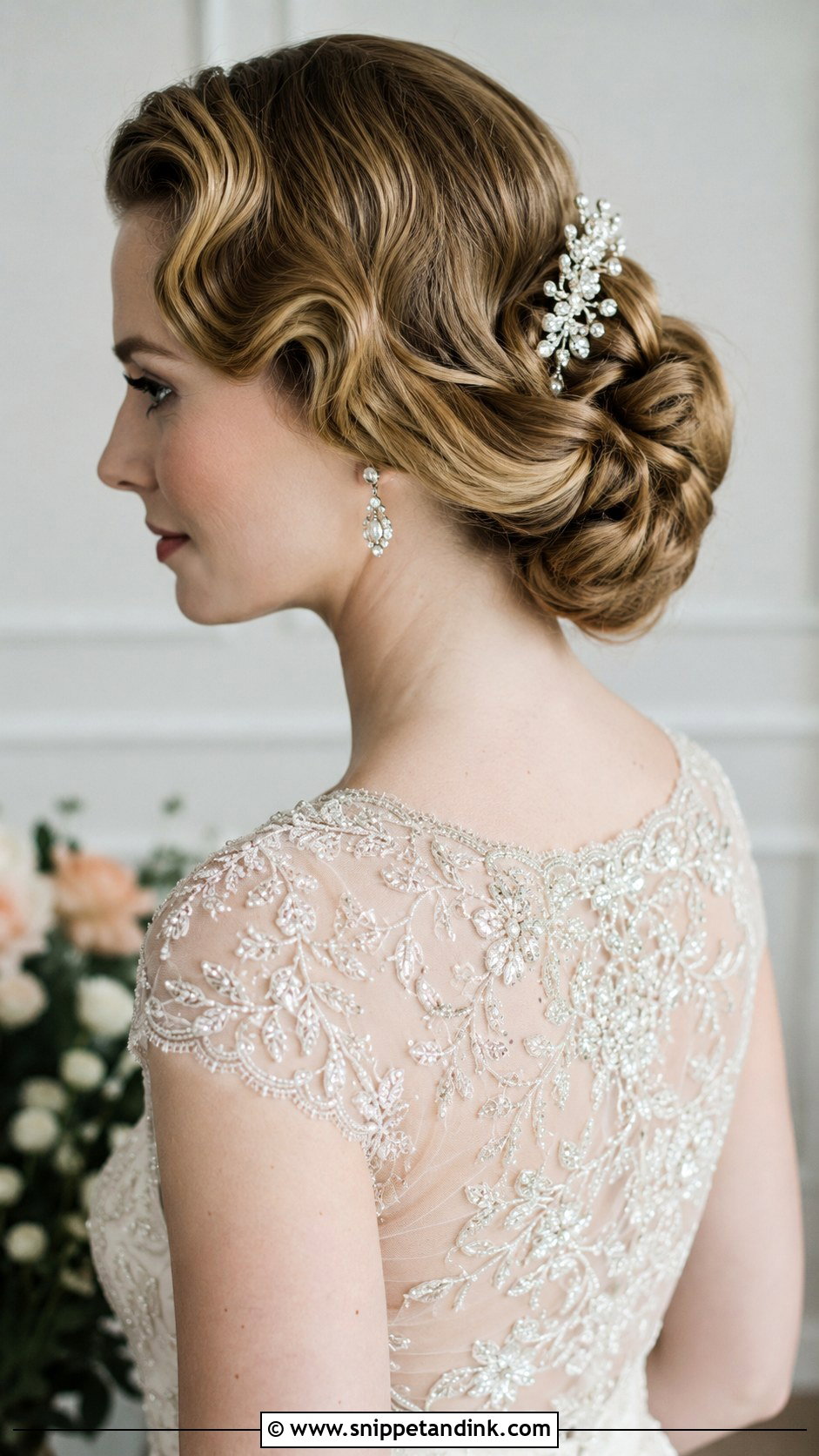 Vintage Mid Bun - Snippet and Ink - 20 Mid Bun Wedding Hair Ideas