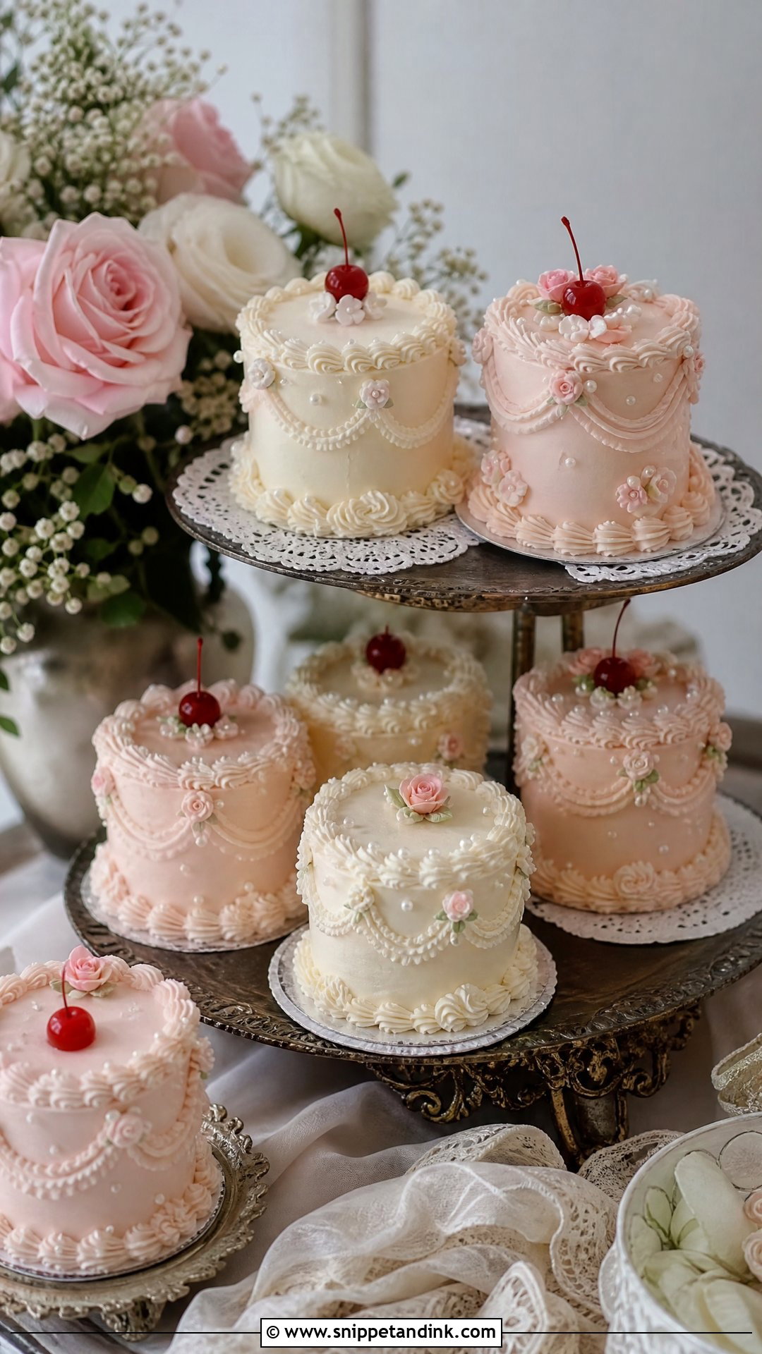 Vintage Mini Wedding Cake - Snippet and Ink - 30 Vintage Wedding Cake Ideas