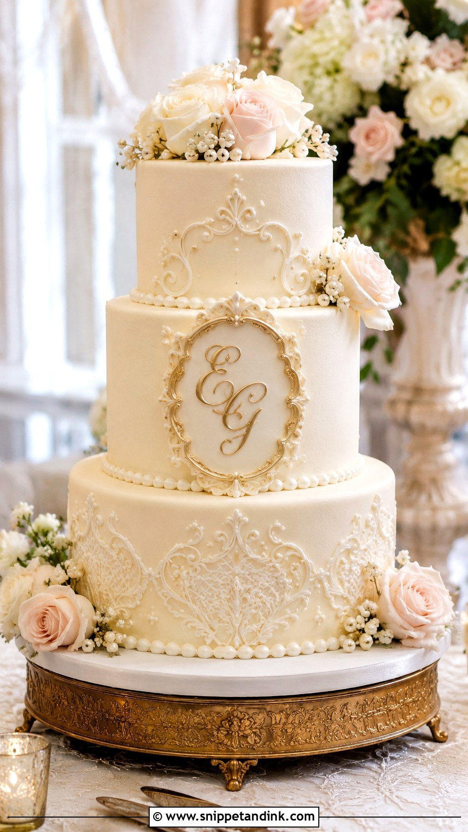 Vintage Monogram Wedding Cake - Snippet and Ink - 20 Elegant Vintage Wedding Cakes