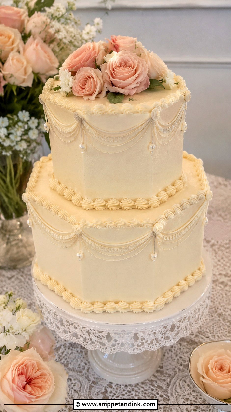 Vintage Octagon Wedding Cake - Snippet and Ink - 20 Octagon Wedding Cake Ideas