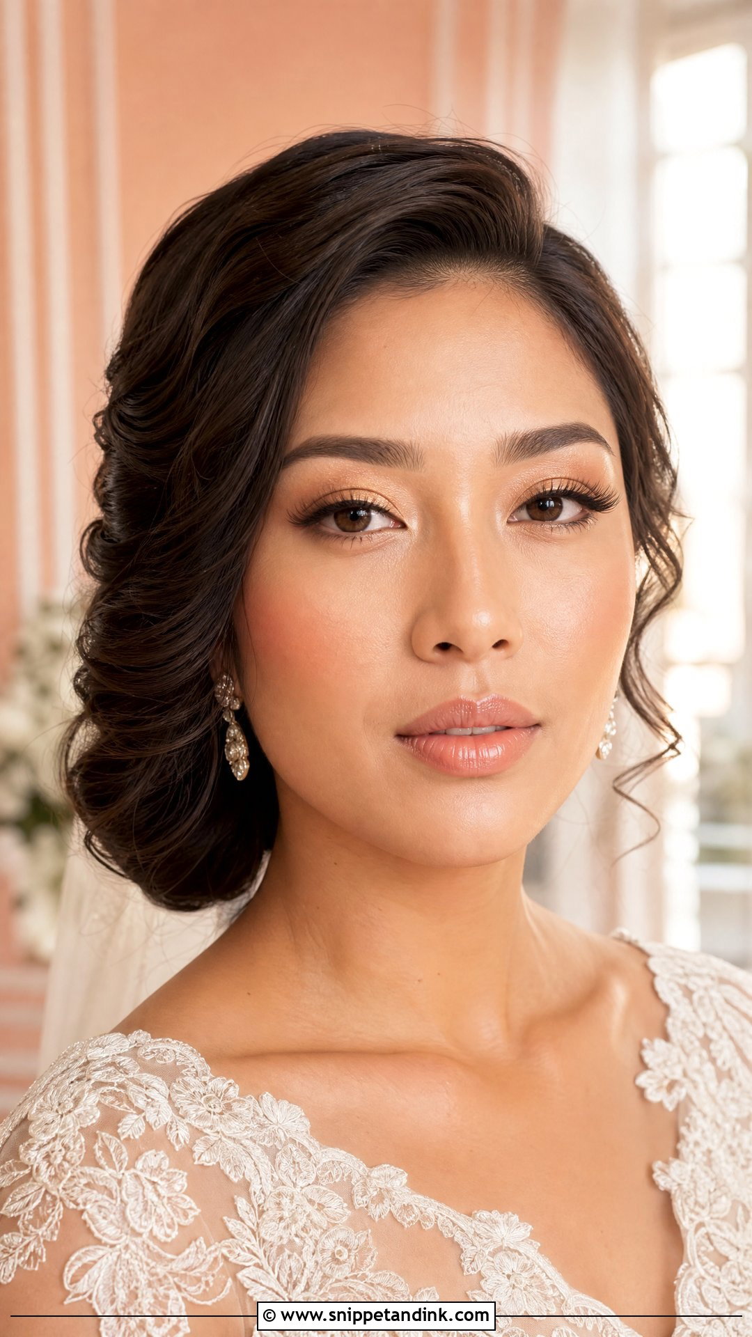 Vintage Peach Bride Makeup - Snippet and Ink - 20 Vintage Bride Makeup Ideas