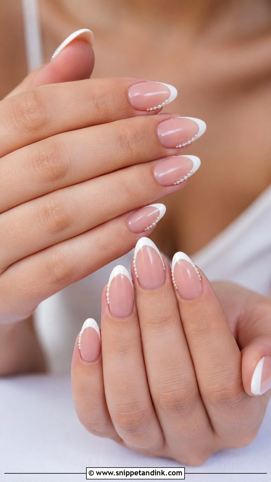 Vintage Pearl French Nails - Snippet and Ink - 20 Vintage Wedding Nails for Bride