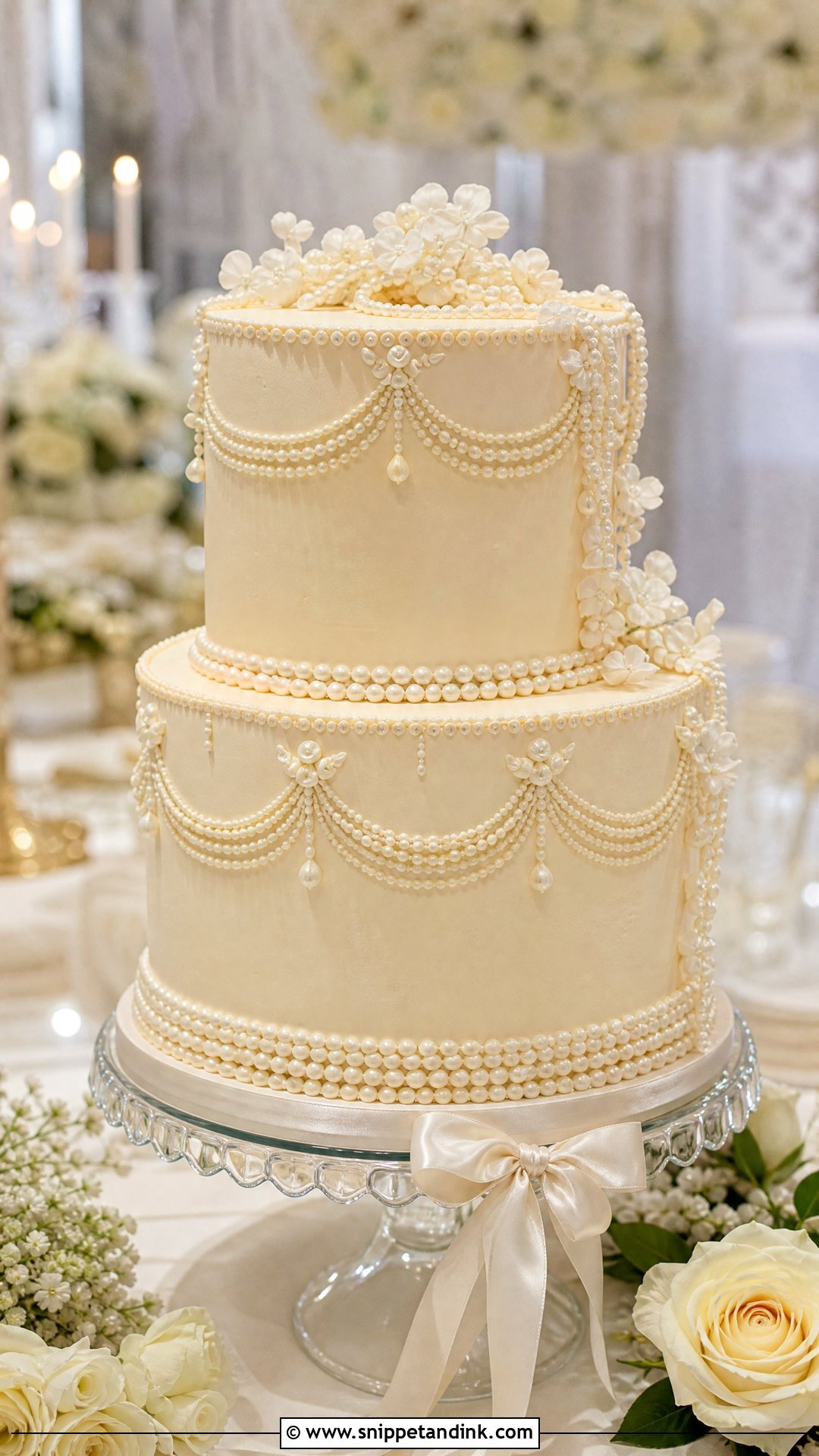 Vintage Pearl Wedding Cake - Snippet and Ink - 30 Vintage Wedding Cake Ideas