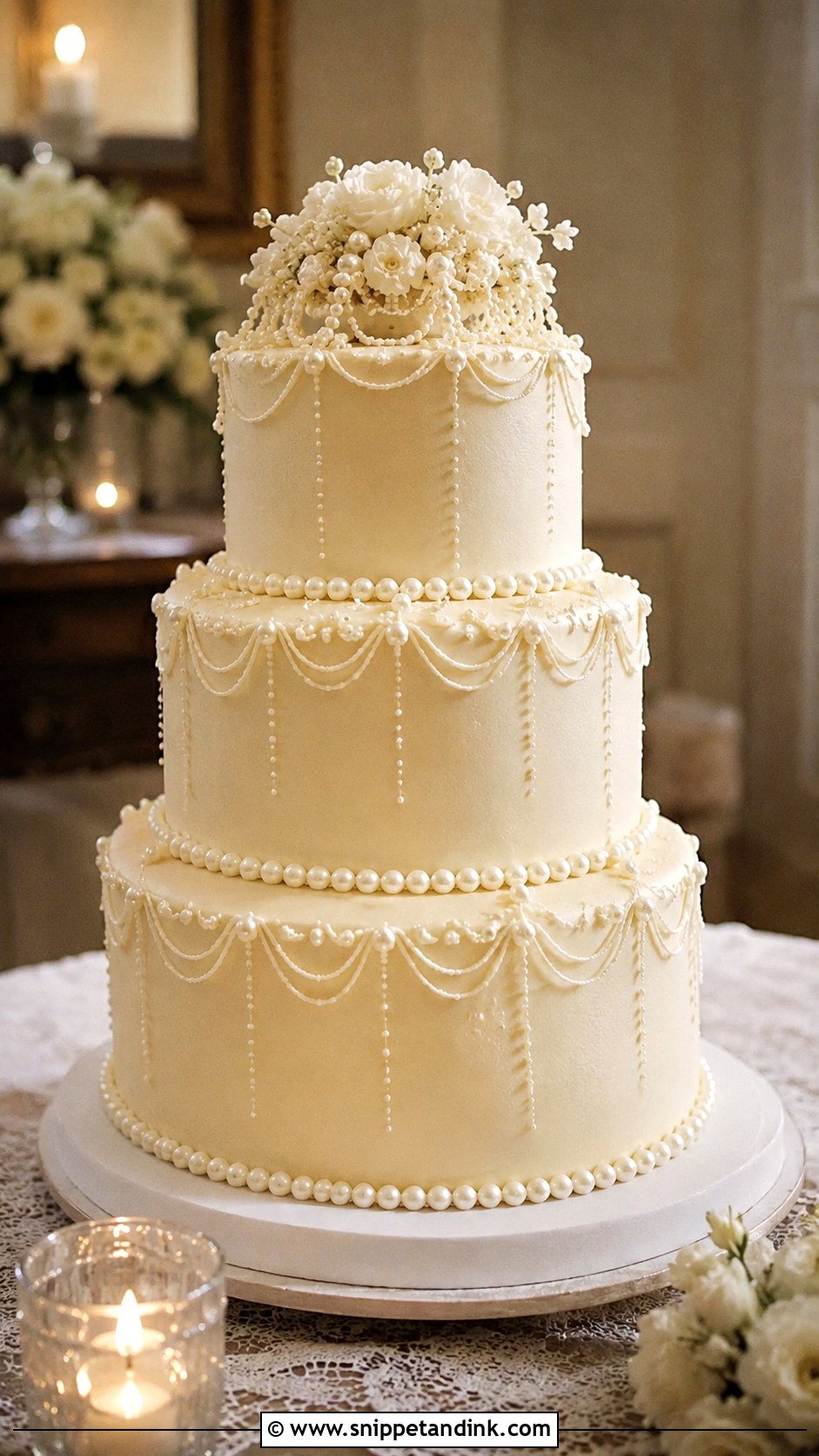 Vintage Pearl Wedding Cake - Snippet and Ink - 20 Elegant Vintage Wedding Cakes