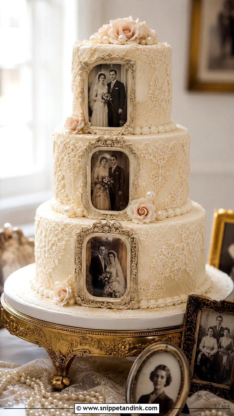 Vintage Photo Wedding Cake - Snippet and Ink - 25 Wedding Cake with Photos on It