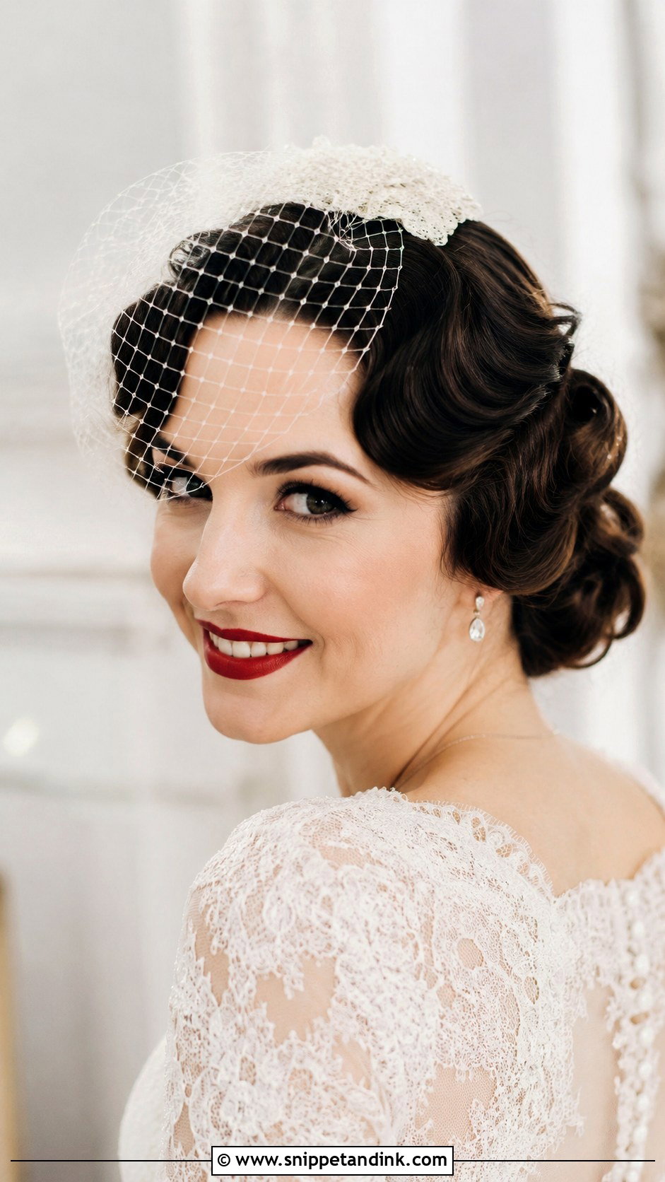 Vintage Pin Curl Bun - Snippet and Ink - 20 Short Hair Bun Wedding Ideas