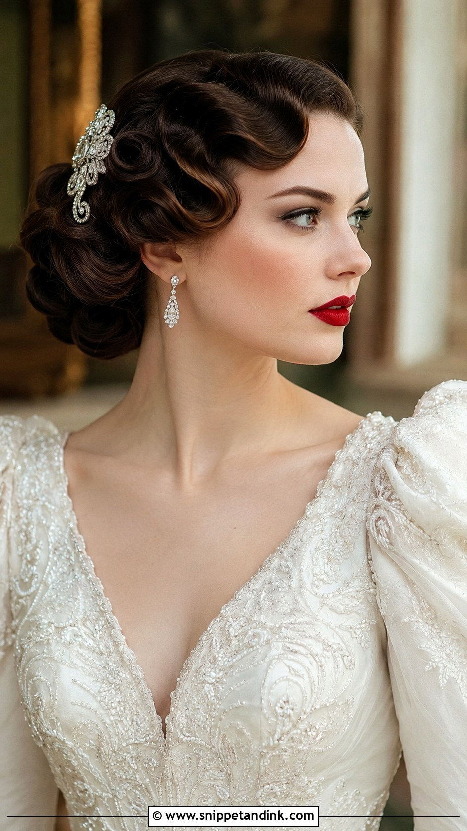 Vintage Pin Curl Updo - Snippet and Ink - 20 Bridal Hair Updo Front View Ideas