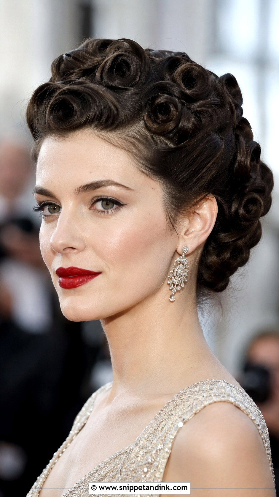 Vintage Pin Curl Updo - Snippet and Ink - 30 Wedding Guest Updo Hairstyles