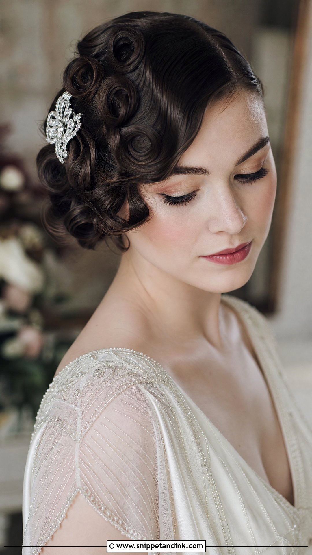 Vintage Pin Curl Updo for Short Hair - Snippet and Ink - 20 Short Hair Wedding Updo Ideas