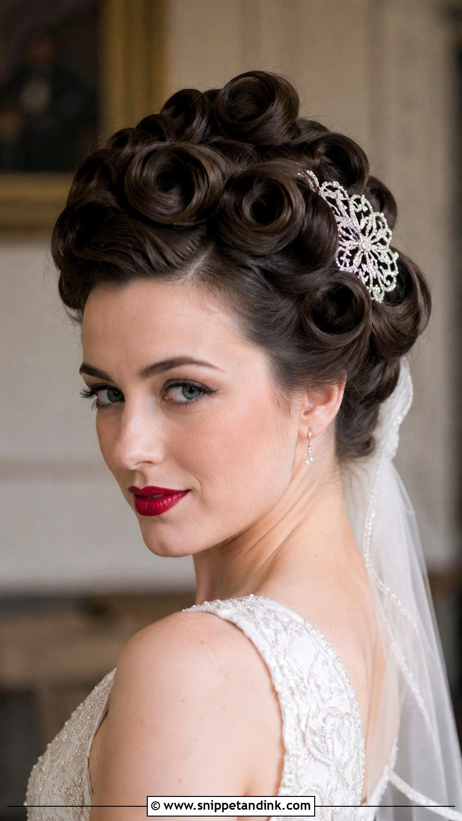 Vintage Pin Curl Updo - Snippet and Ink - 20 Best Wedding Hairstyles for Long Hair