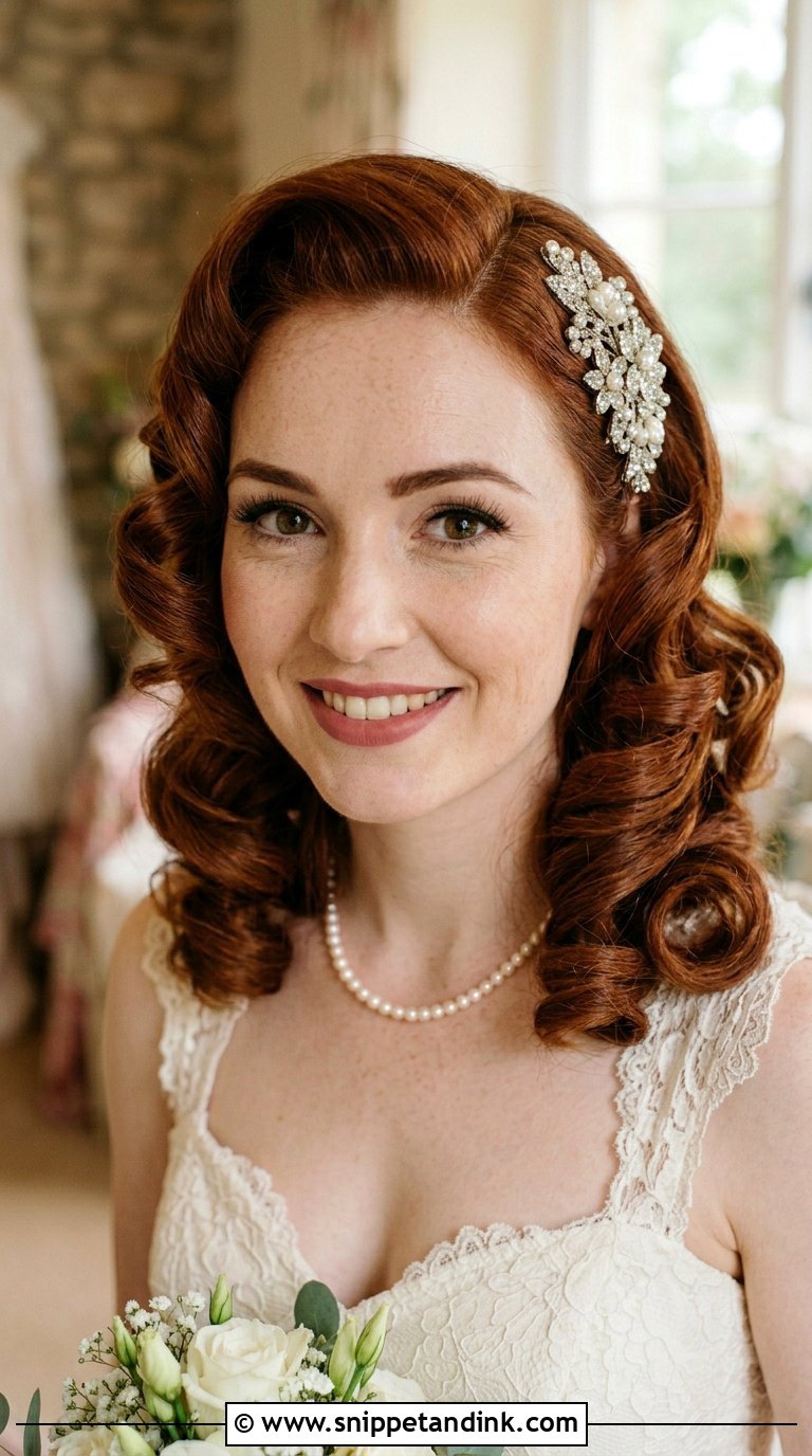 Vintage Pin Curls Bridal Hairstyle - Snippet and Ink - 20 Bridal Hairstyles Front View