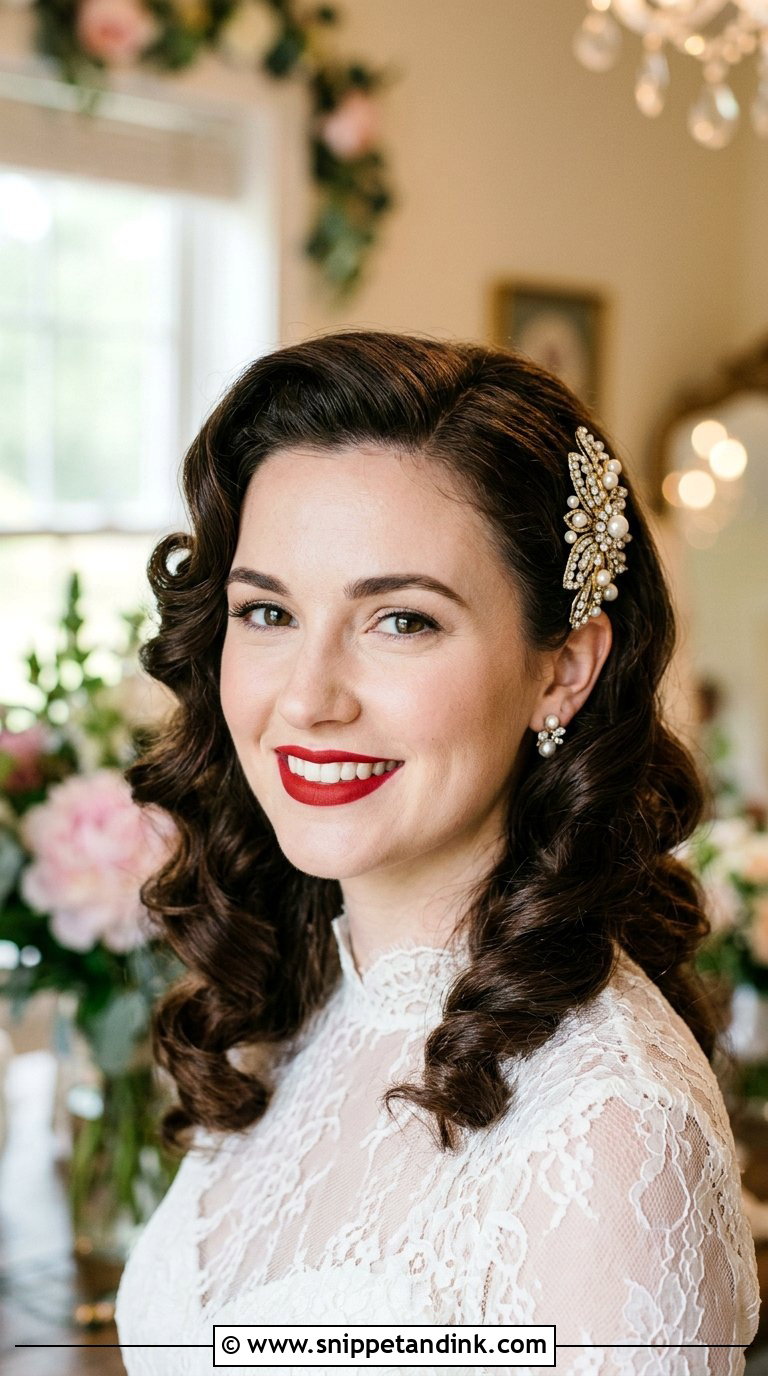Vintage Pin Curls Bridal Look - Snippet and Ink - 20 Bride Hair Ideas