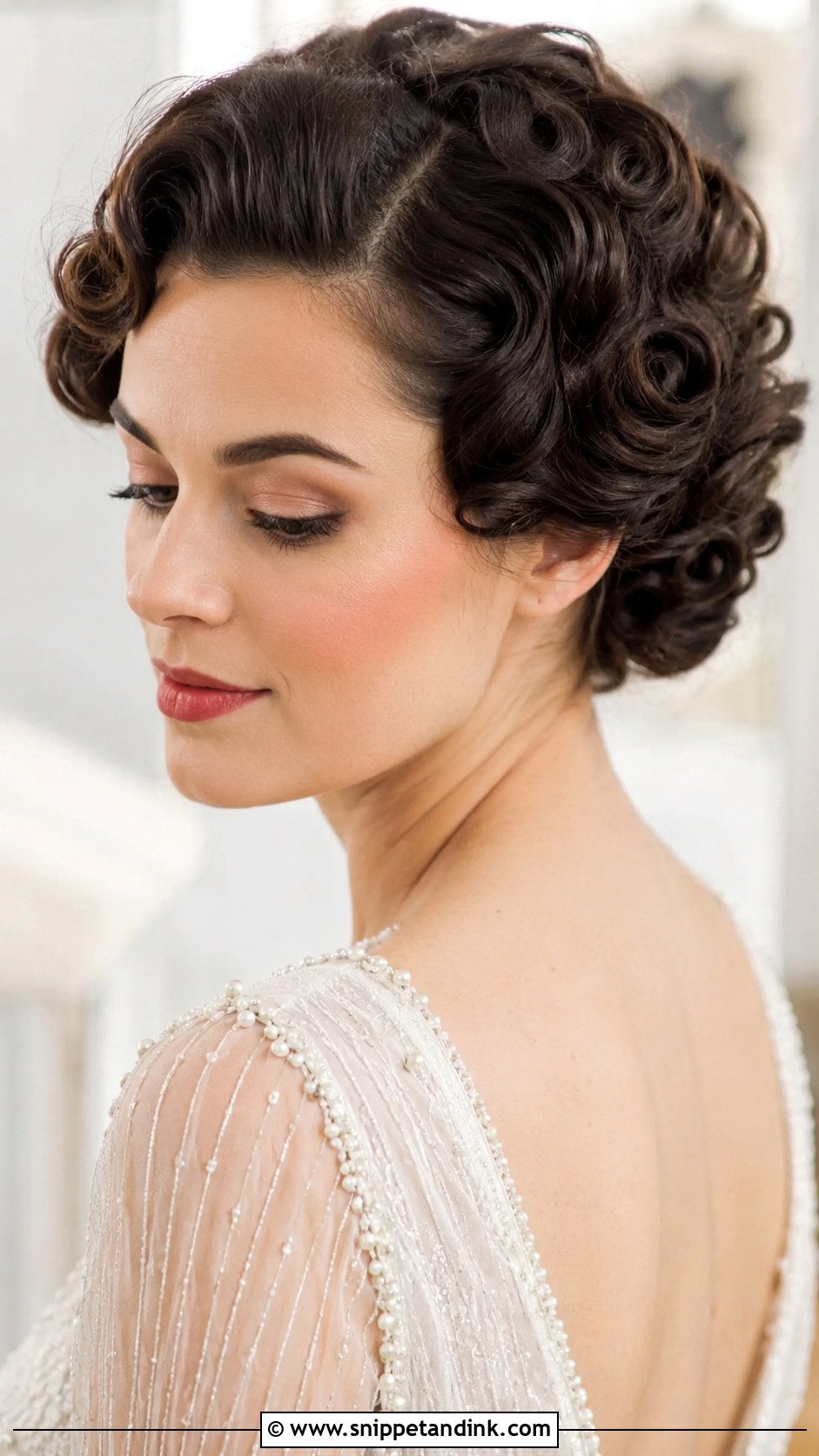 Vintage Pin Curls Updo - Snippet and Ink - 35 Short Hair Wedding Styles