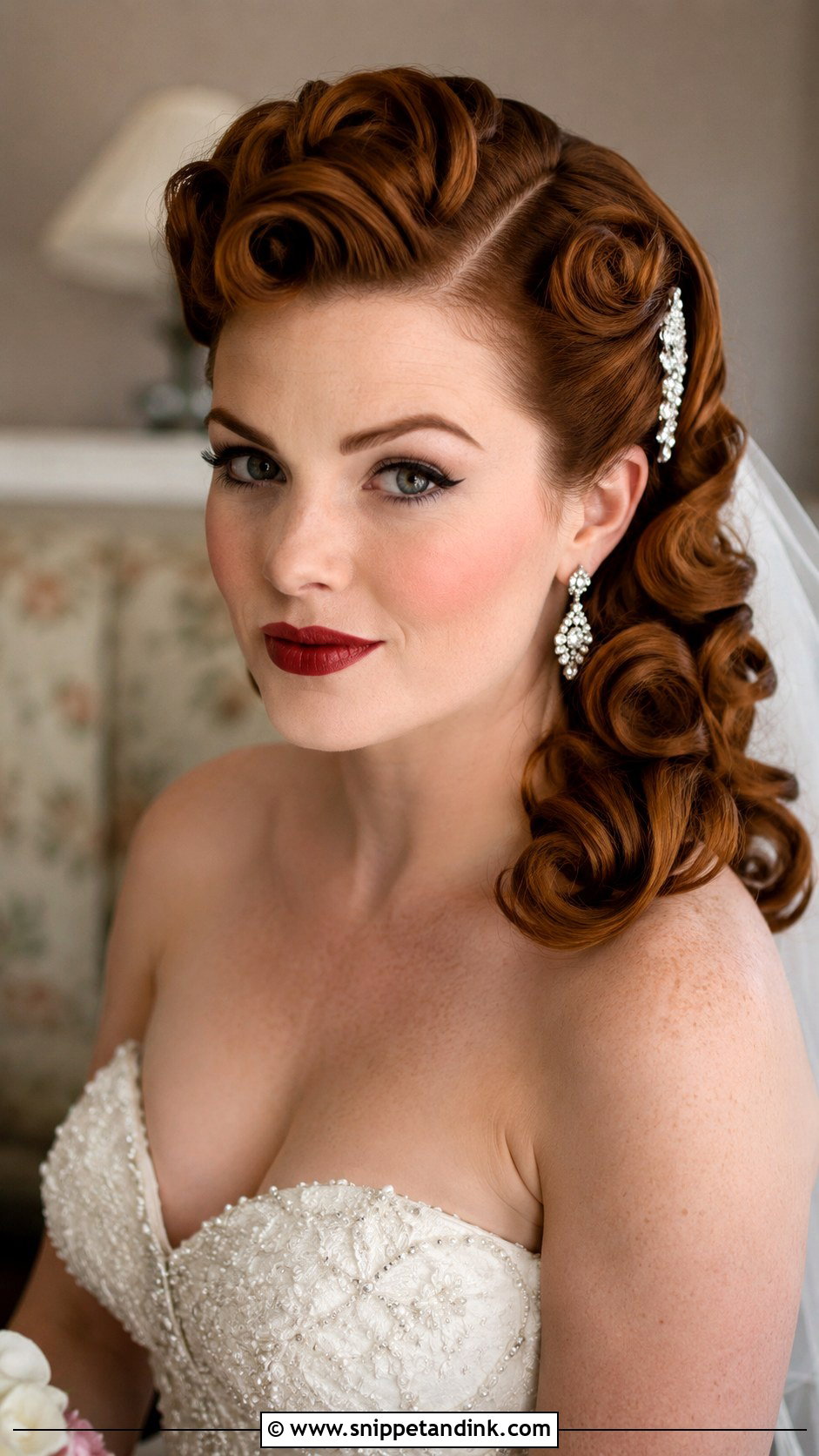 Vintage Pin Curls Wedding Hairstyle - Snippet and Ink - 20 Long Hair for Wedding Ideas