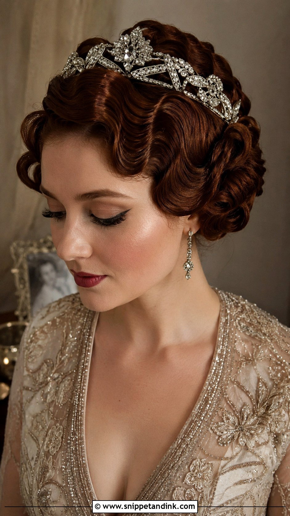 Vintage Pin Curls With Tiara - Snippet and Ink - 25 Wedding Tiara Hairstyles