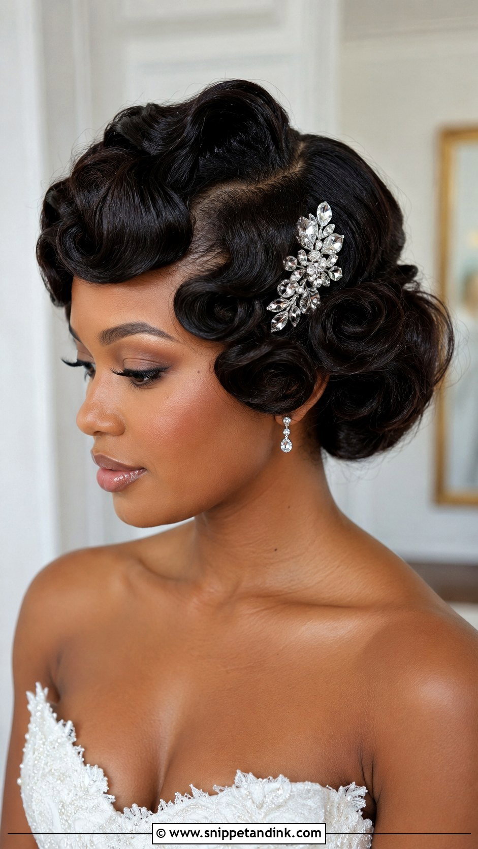 Vintage Pin Curls for Black Brides - Snippet and Ink - 20 Bride Hairstyles for Black Women