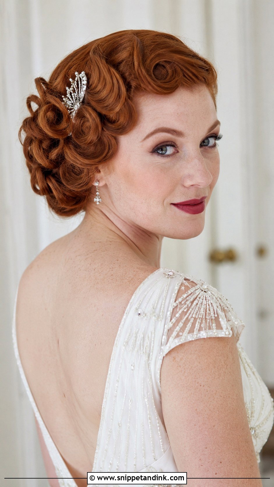 Vintage Pinned Curls Bridal Style - Snippet and Ink - 20 Hairstyle for Medium Hair Wedding Ideas