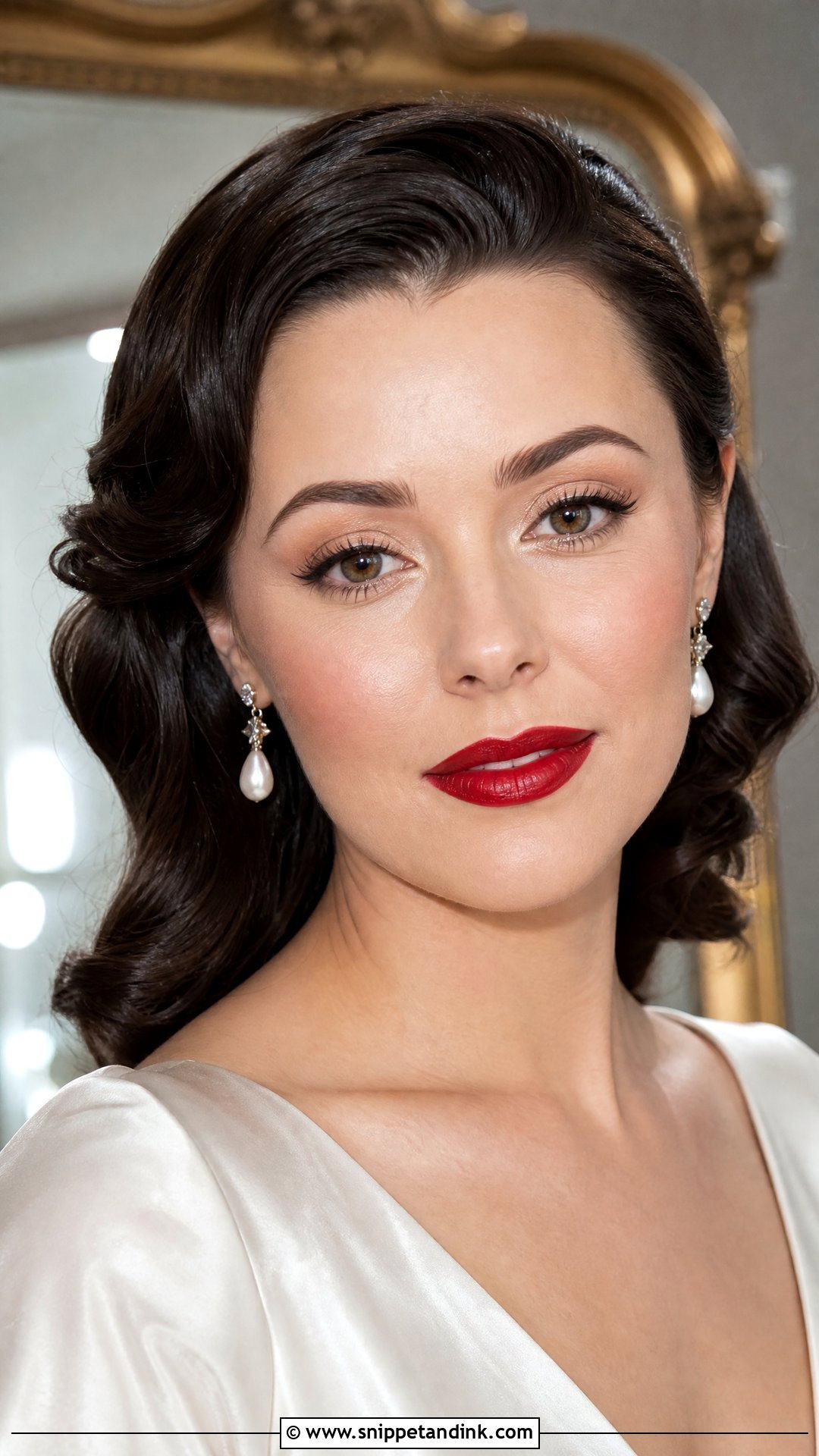 Vintage Red Lip Bridal Makeup - Snippet and Ink - 25 Vintage Bridal Makeup Ideas