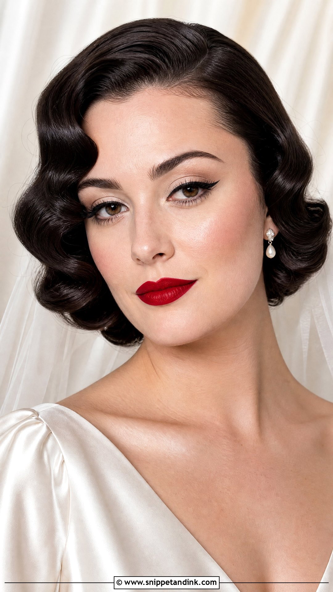 Vintage Red Lip Bridal Makeup - Snippet and Ink - 20 Red Lip Bridal Makeup Ideas