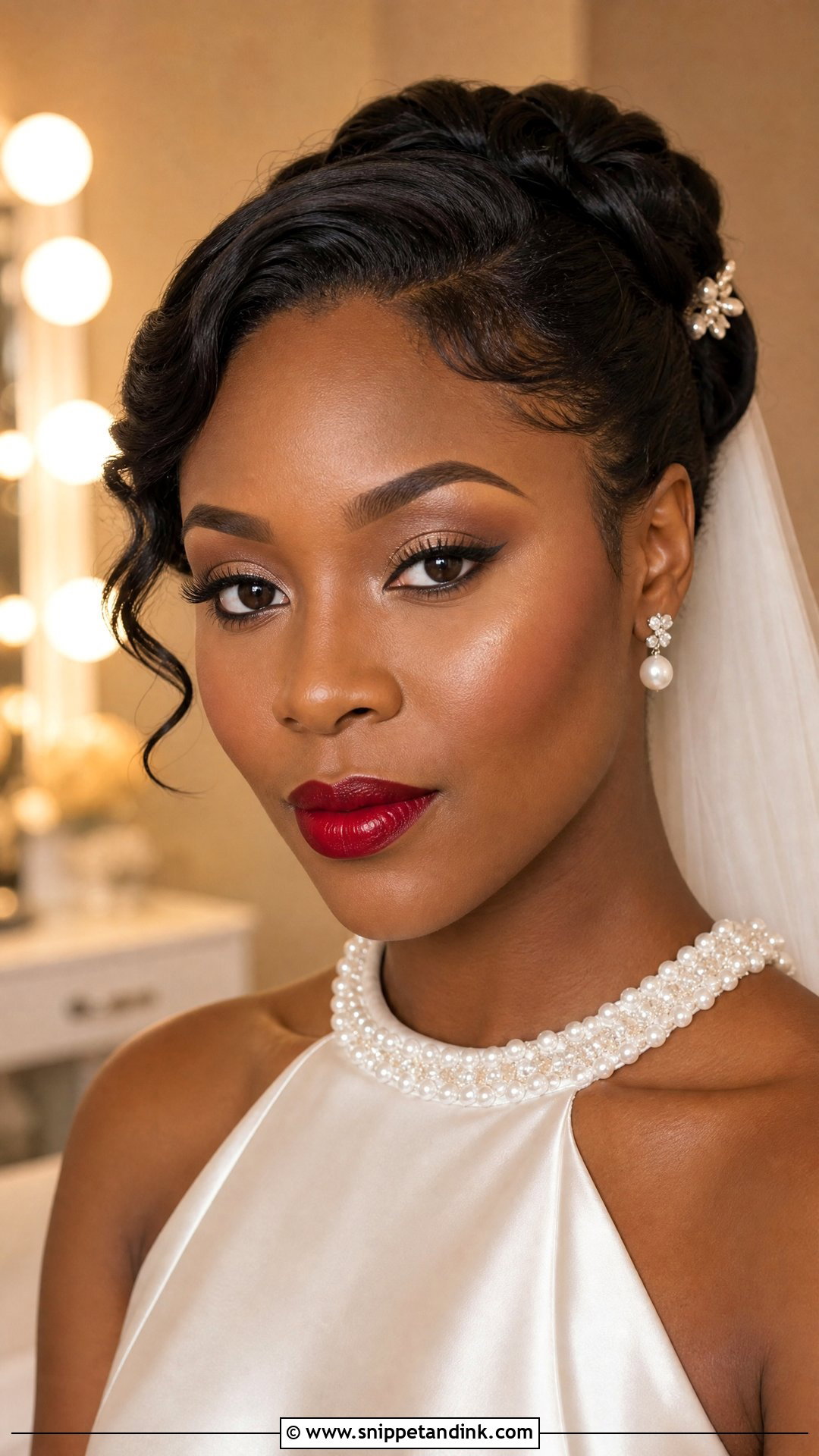 Vintage Red Lip Bride Makeup - Snippet and Ink - 20 Vintage Bride Makeup Ideas
