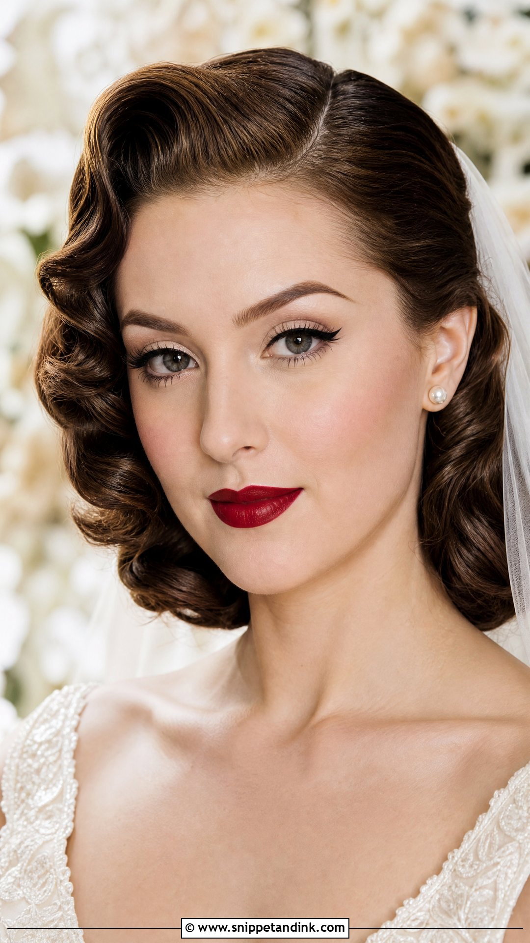 Vintage Red Lip Wedding Makeup - Snippet and Ink - 20 Red Lip Wedding Makeup Ideas
