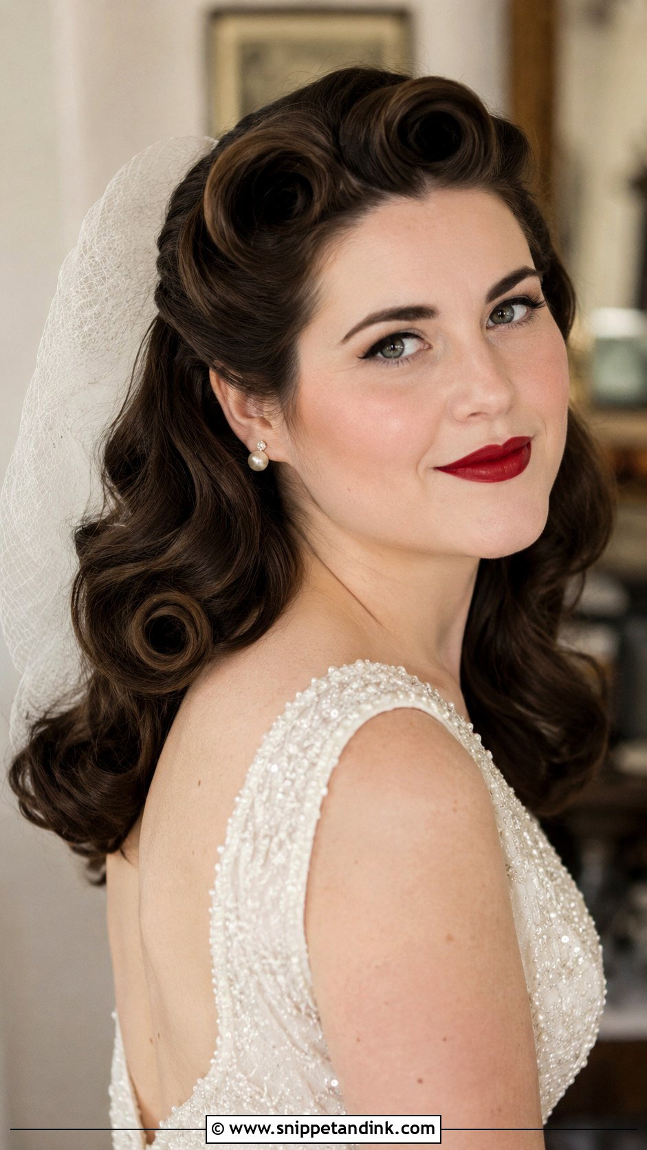 Vintage Retro Rolls With Open Waves - Snippet and Ink - 20 Open Bridal Hairstyle Ideas