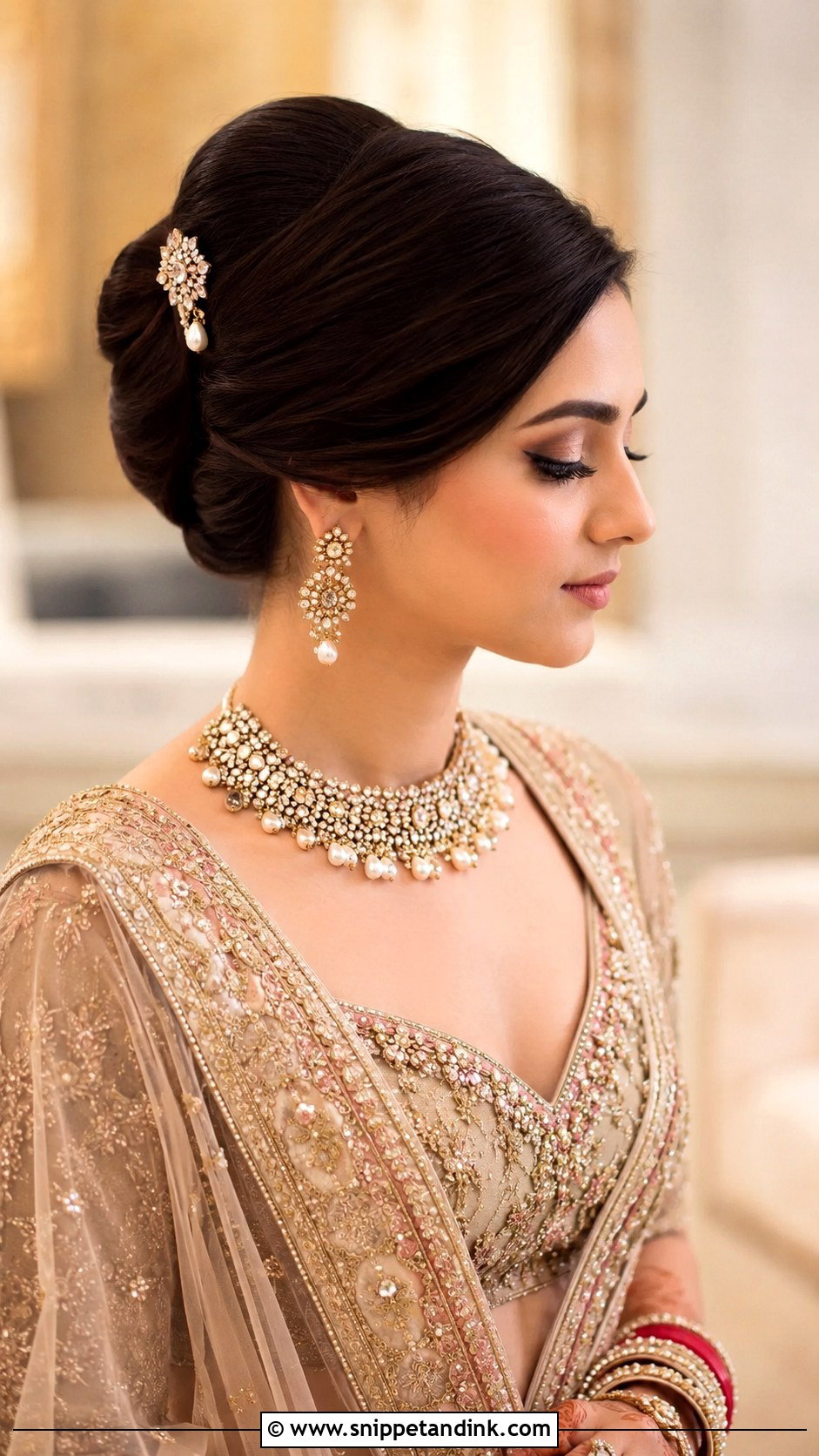 Vintage Roll Updo for Brides - Snippet and Ink - 25 Hindu Bride Hairstyle Ideas