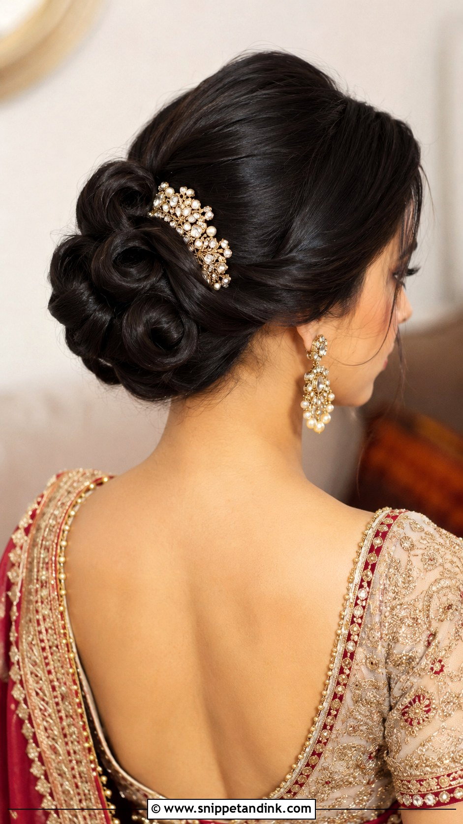 Vintage Rolled Bun - Snippet and Ink - 30 Indian Bridal Bun Hairstyles
