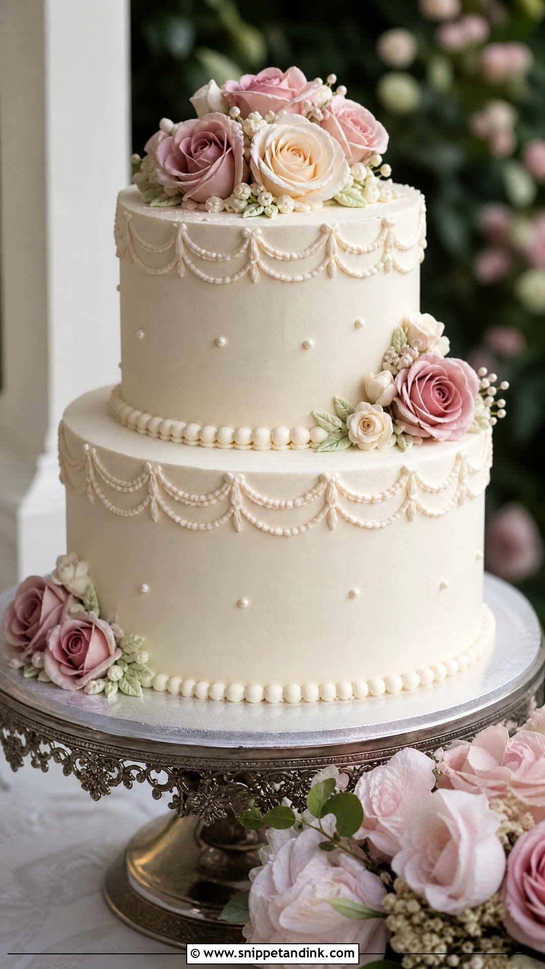 Vintage Rose Wedding Cake - Snippet and Ink - 20 Vintage Wedding Cakes