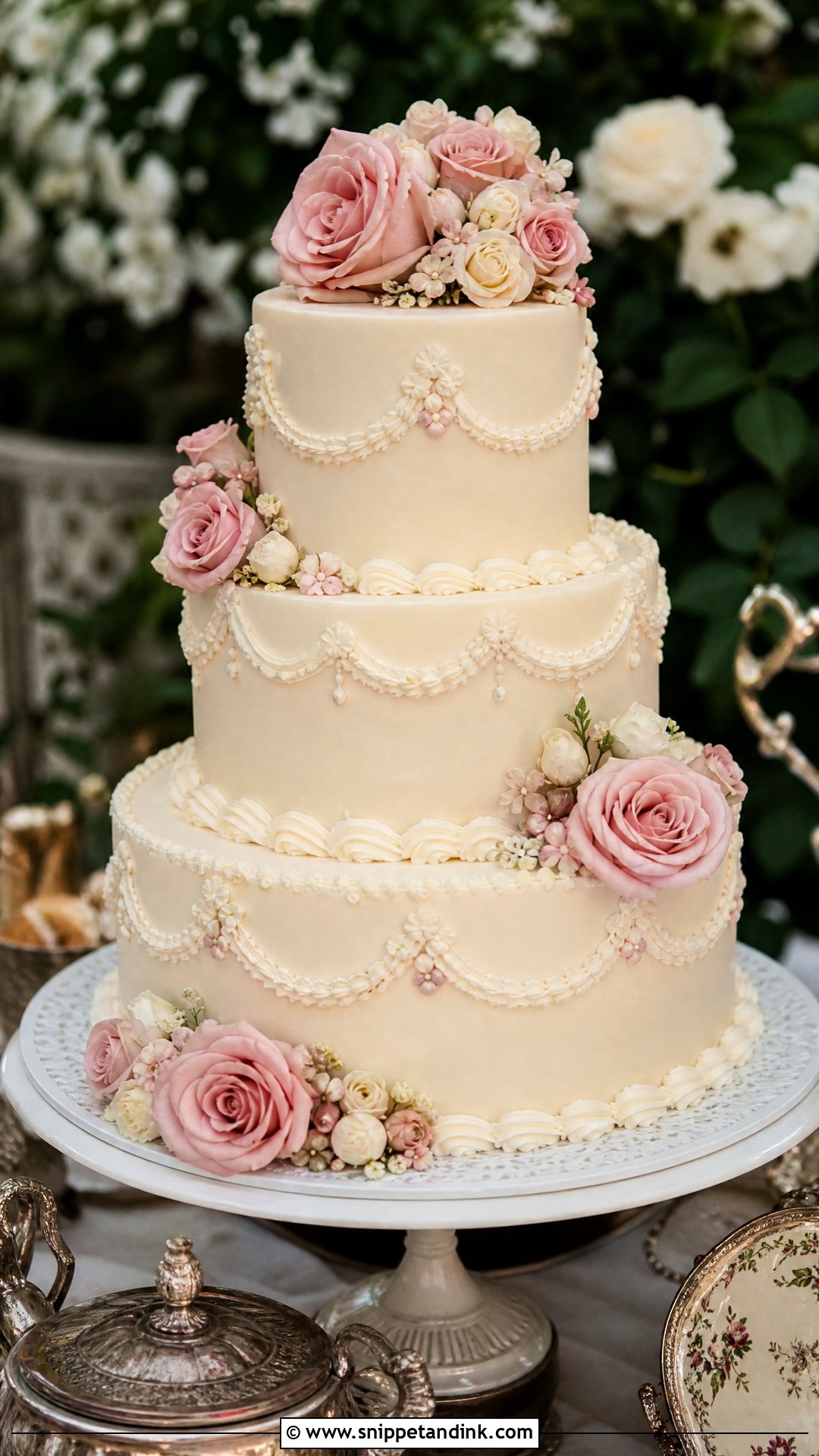 Vintage Rose Wedding Cake - Snippet and Ink - 30 Vintage Wedding Cake Ideas