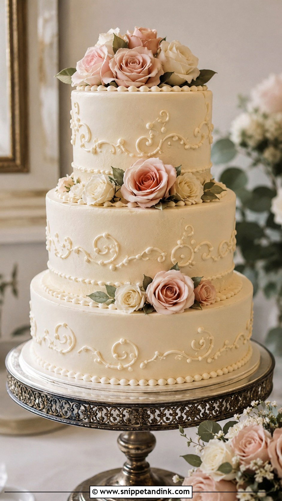 Vintage Rose Wedding Cake - Snippet and Ink - 20 Elegant Vintage Wedding Cakes