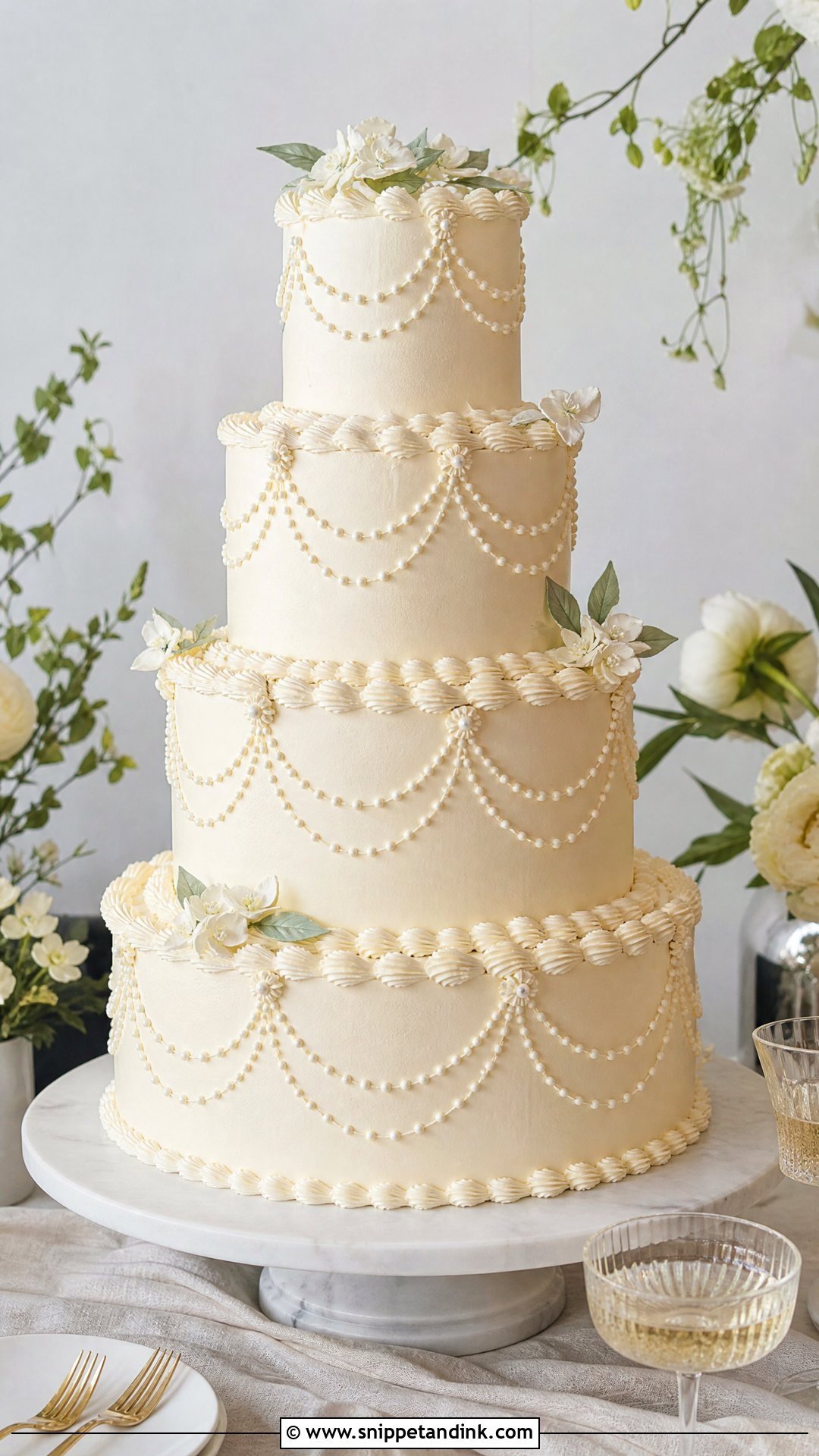 Vintage Scallop Wedding Cake - Snippet and Ink - 30 Vintage Wedding Cake Ideas