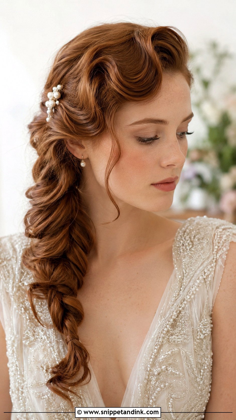 Vintage Side Braid With Waves - Snippet and Ink - 20 Bridal Side Braid Ideas