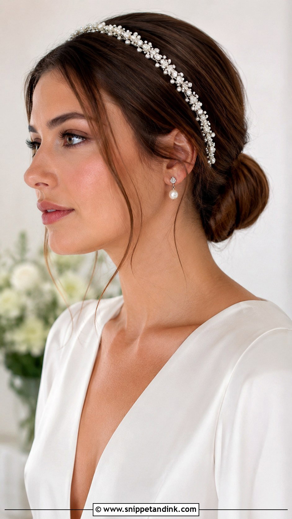Vintage Sleek Bun with Headband - Snippet and Ink - 25 Vintage Bridal Hair Ideas