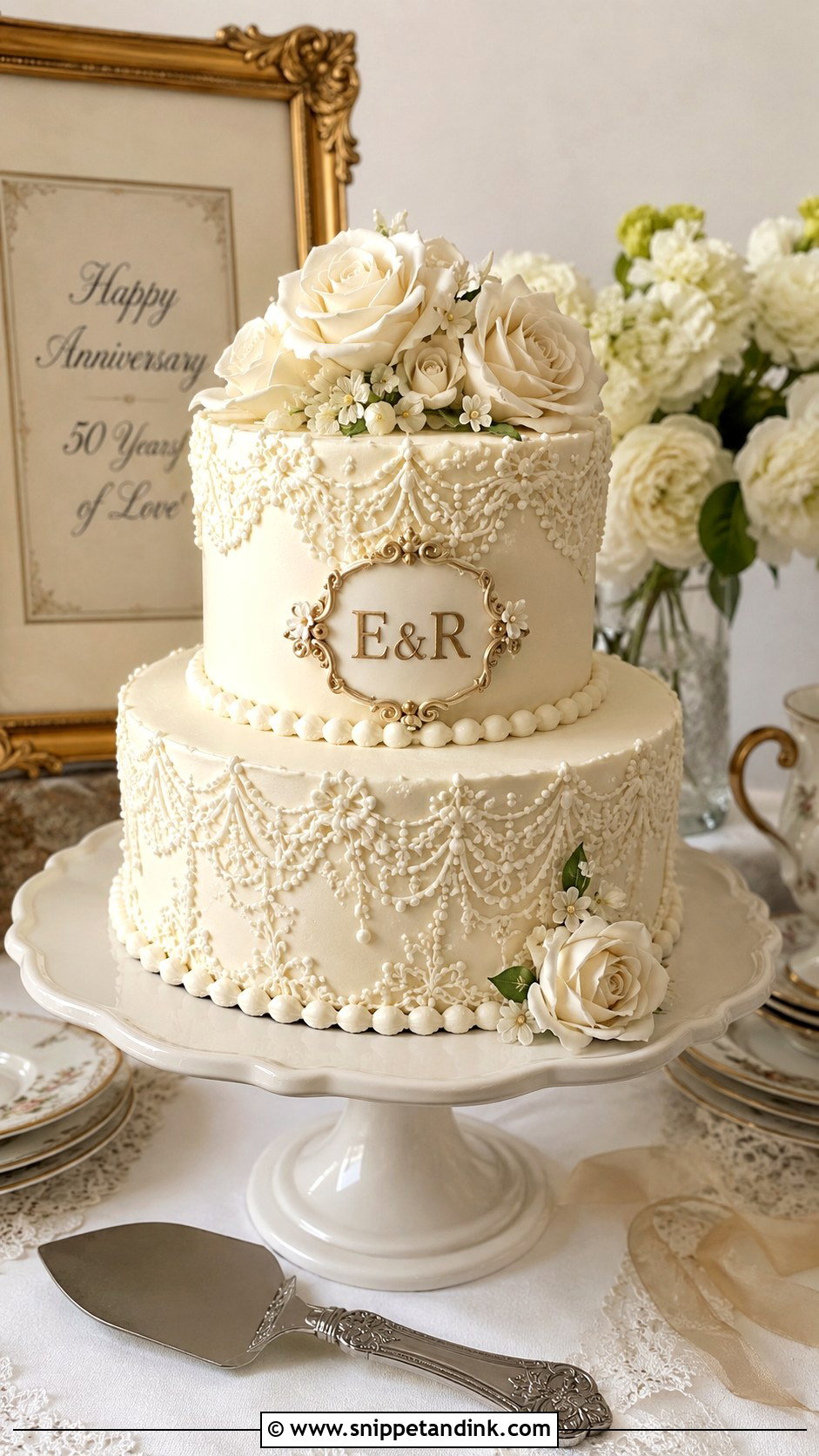 Vintage Small Anniversary Wedding Cake - Snippet and Ink - 20 Vintage Small Wedding Cakes