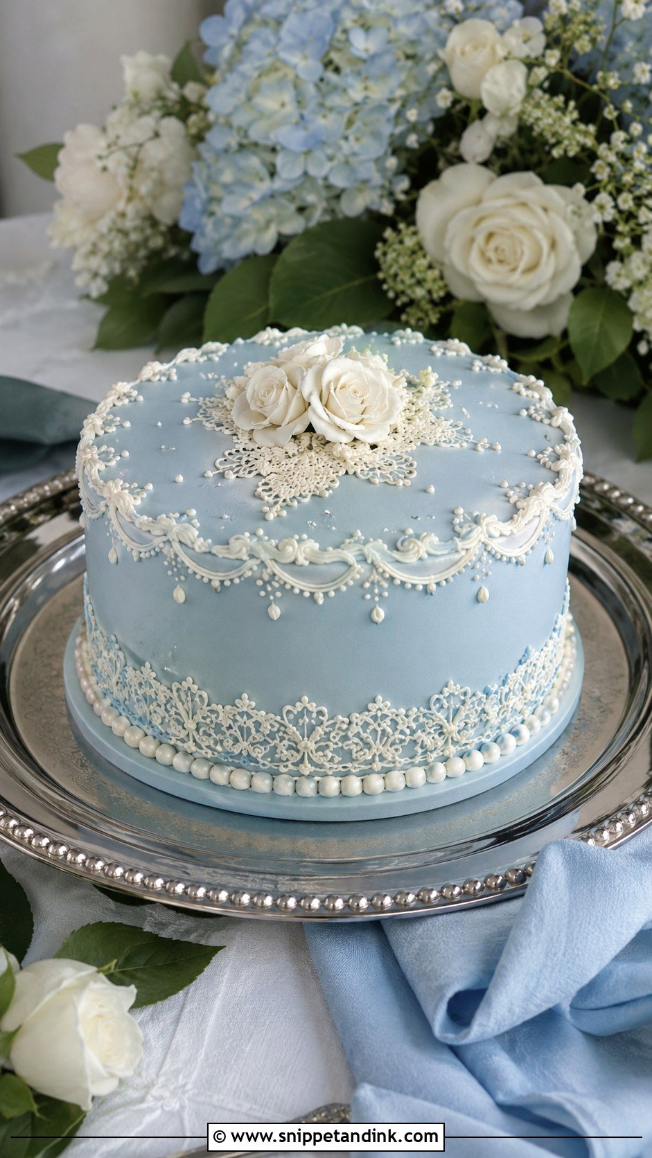 Vintage Small Blue Wedding Cake - Snippet and Ink - 20 Vintage Small Wedding Cakes