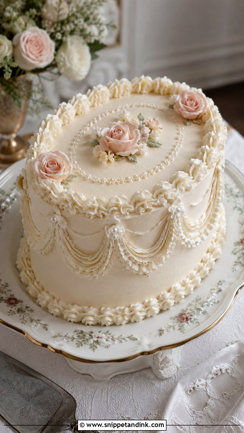 Vintage Small Elopement Wedding Cake - Snippet and Ink - 20 Vintage Small Wedding Cakes