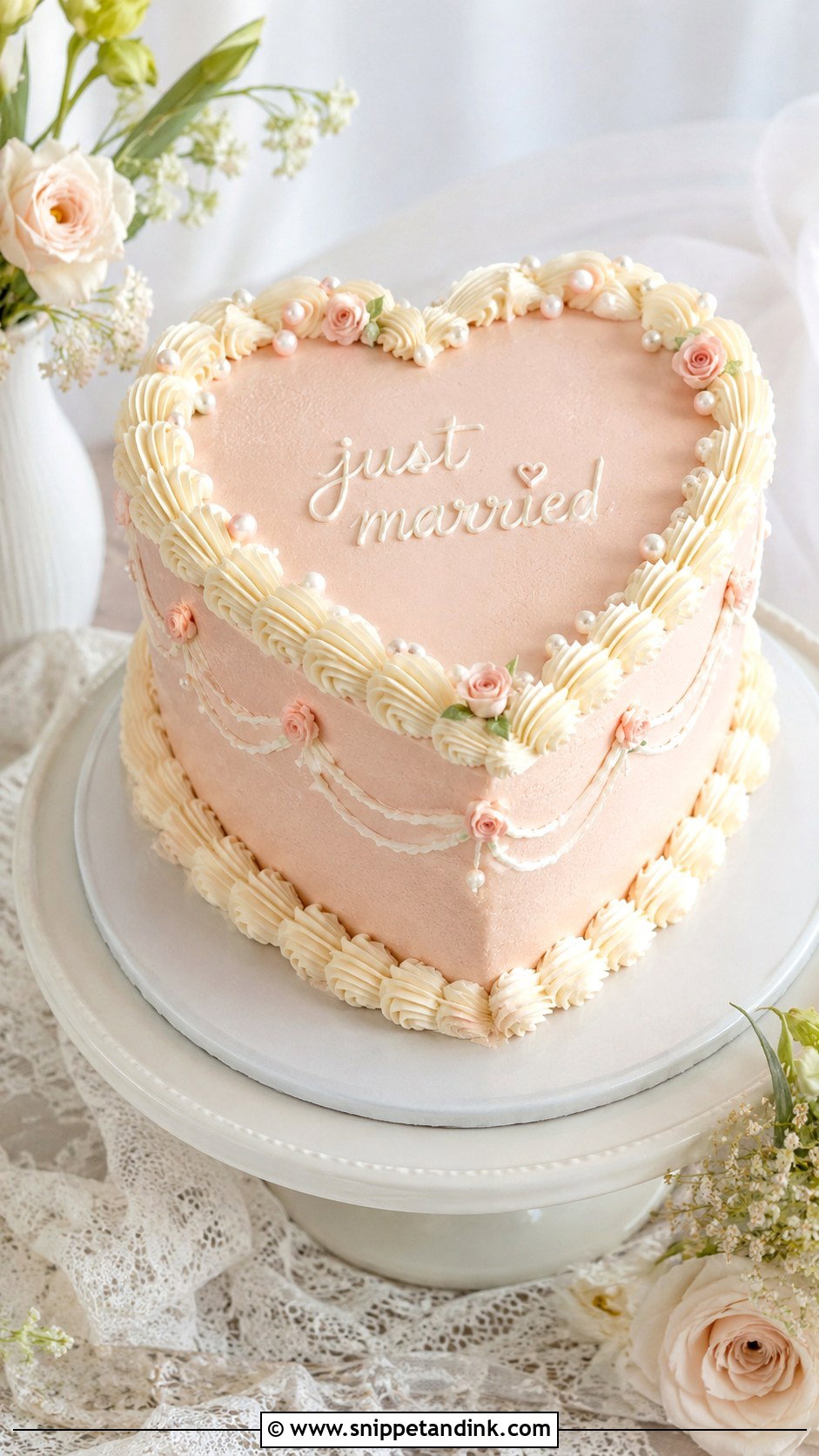 Vintage Small Heart Wedding Cake - Snippet and Ink - 20 Vintage Small Wedding Cakes