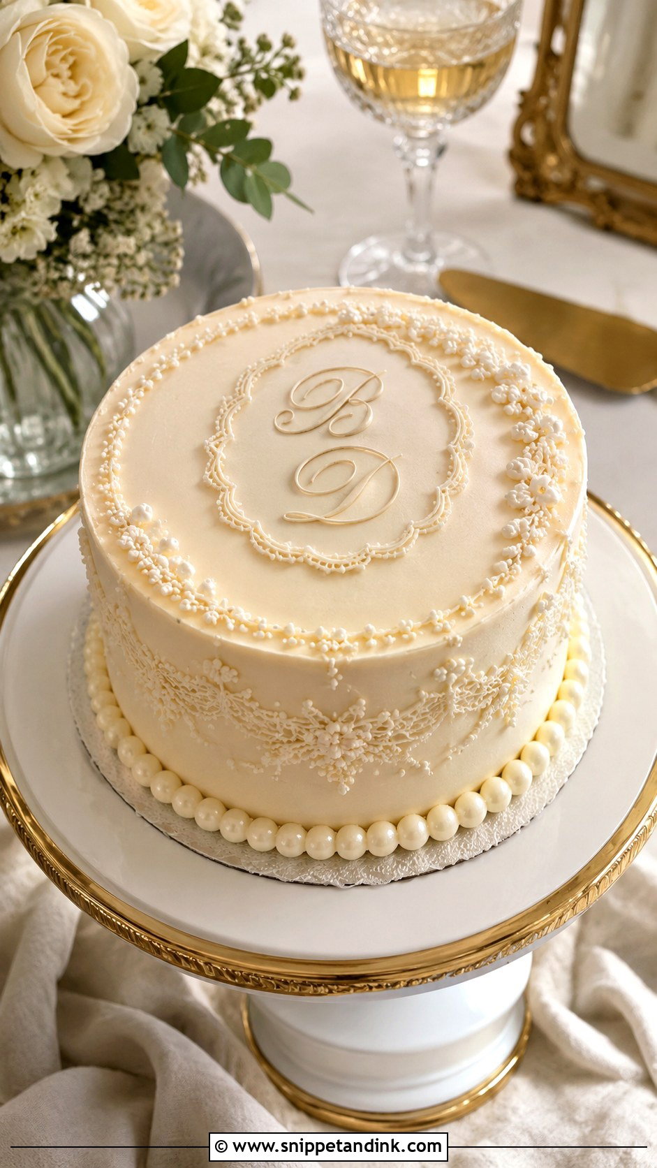 Vintage Small Monogram Wedding Cake - Snippet and Ink - 20 Vintage Small Wedding Cakes