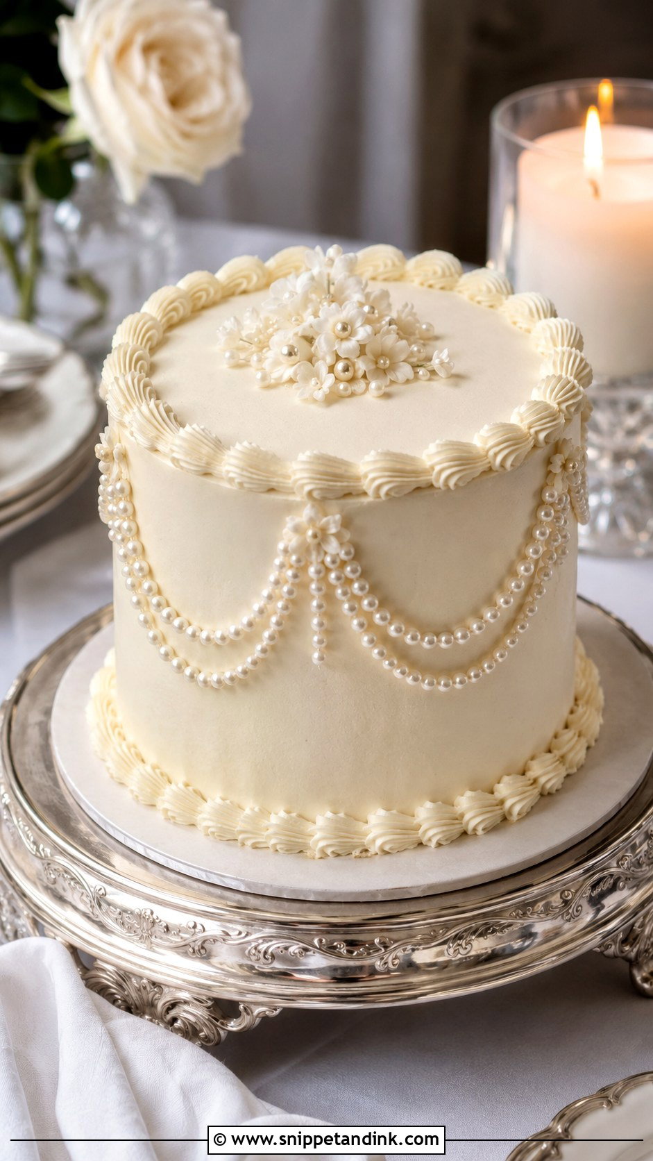 Vintage Small Pearl Wedding Cake - Snippet and Ink - 20 Vintage Small Wedding Cakes