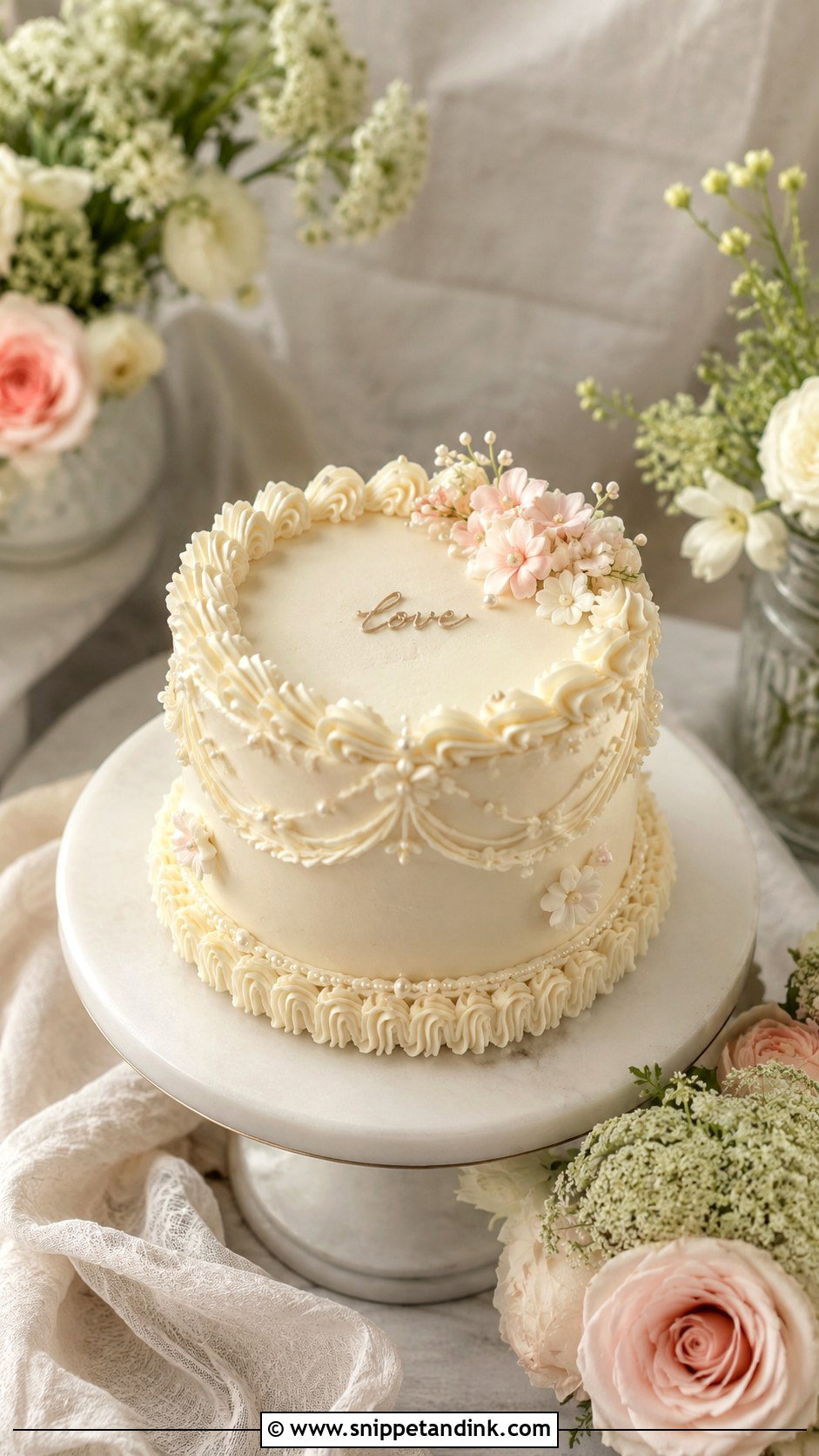 Vintage Small Rose Wedding Cake - Snippet and Ink - 20 Vintage Small Wedding Cakes