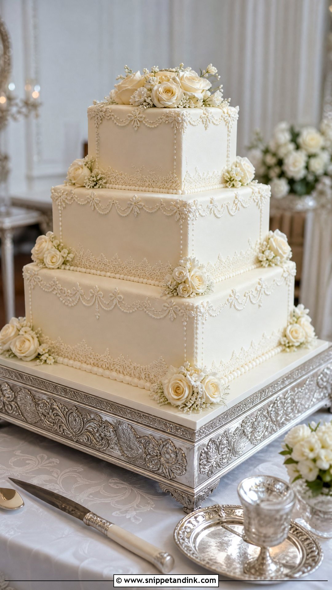 Vintage Square Wedding Cake - Snippet and Ink - 30 Vintage Wedding Cake Ideas